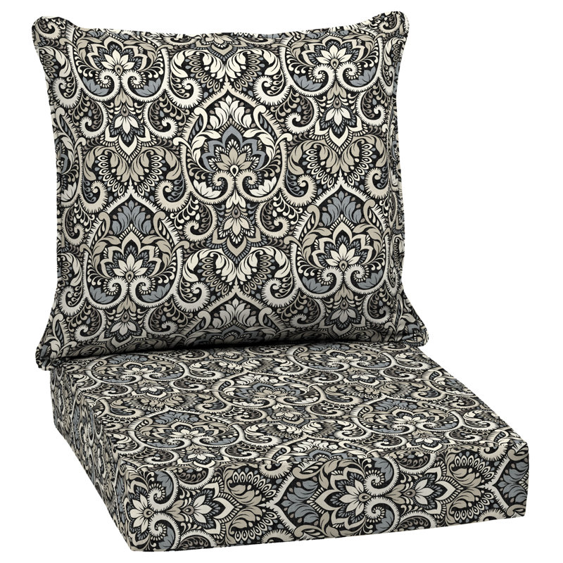 ARDEN Outdoor Lounge Chair Cushion, Black, 24" W x 46.5" D