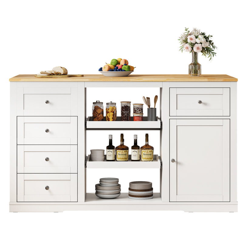 Updated Height Kitchen Island with Drop Leaf and Charge Station
