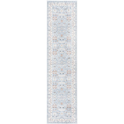 Tapis de couloir contemporain bleu turquoise Aden