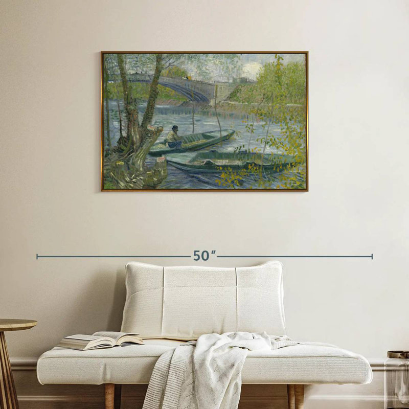 Pêche au printemps, Cadre flottant doré, 37 po x 25 po