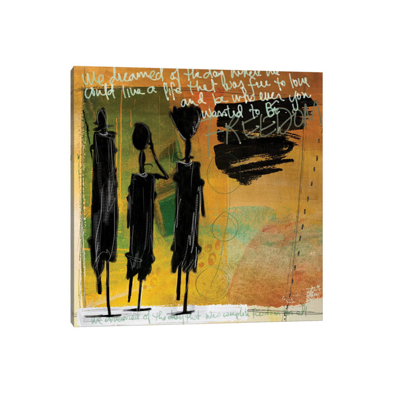 Tribe Yellow by Nikki Chu - Painting on Canvas, Wrapped Canvas, 30.48 cm H x 30.48 cm W
