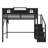 Full Size Metal Loft Bed with Stairs, House-Shaped Guardrails and Wardrobe for Kids and Teens, Black-472998140-472998141