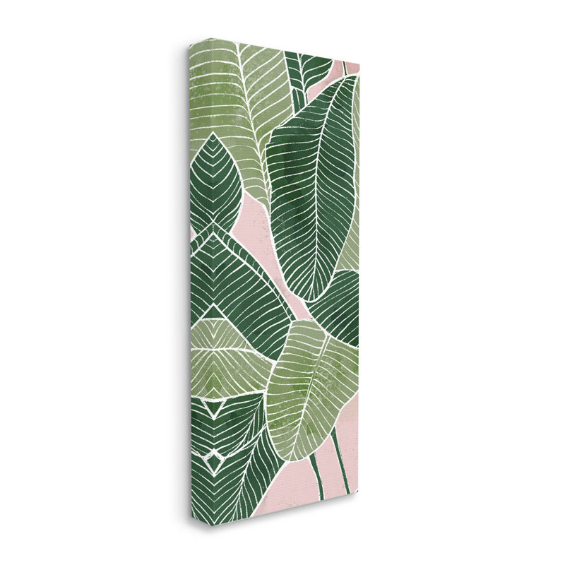 «Layered Plant Leaf Shapes», estampe numérique par Ziwei Li, H 30 po x l 13 po x P 1,5 po, Estampe numérique Farmhouse