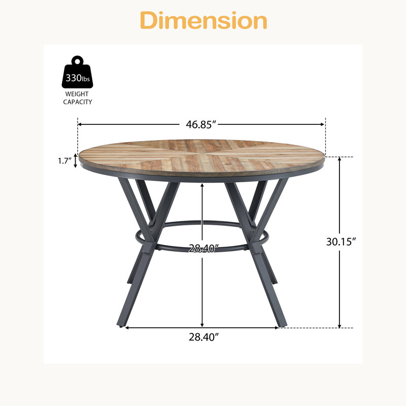 Table de salle à manger d'intérieur avec pieds en métal