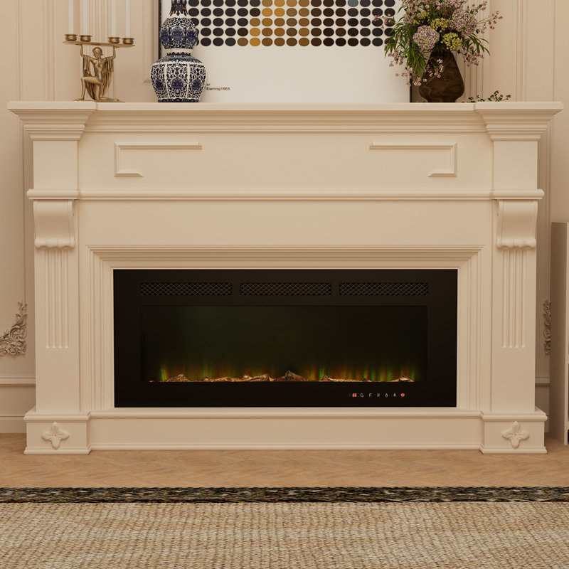 Rayva Classic recessed or wall mounted direct vent electric fireplace insert, H 17 po x l 42 po x P 4,1 po