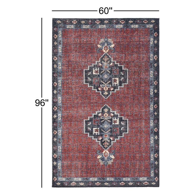 Tapis d'intérieur en laine noué à la main Ocracoke, Rectangle de 5 pi x 8 pi