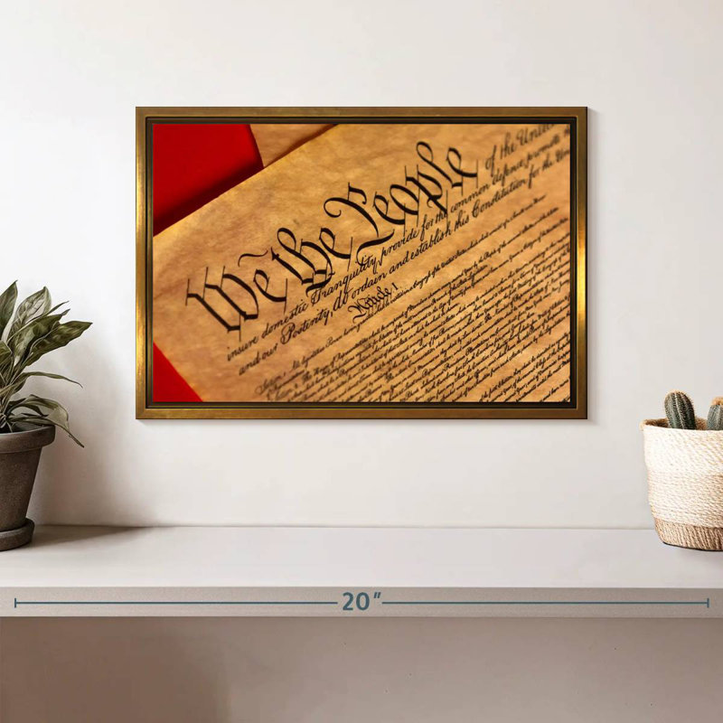 Constitution sur parchemin, Cadre flottant doré, 13 po x 9 po