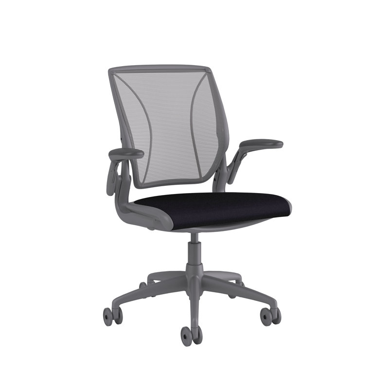 Mesh Task Chair, Gray, Pinstripe/Silver, Pinstripe/Silver