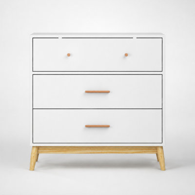 Corrian Nightstand with 3 Drawers with Solid Wood Base and Anti Tip Kit