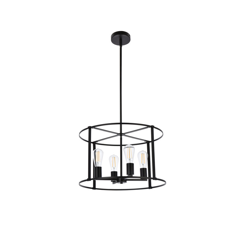 Carter-Johnson Geometric Drum Pendant, Brass, 12" H x 20" W x 20" D, 4 Lights