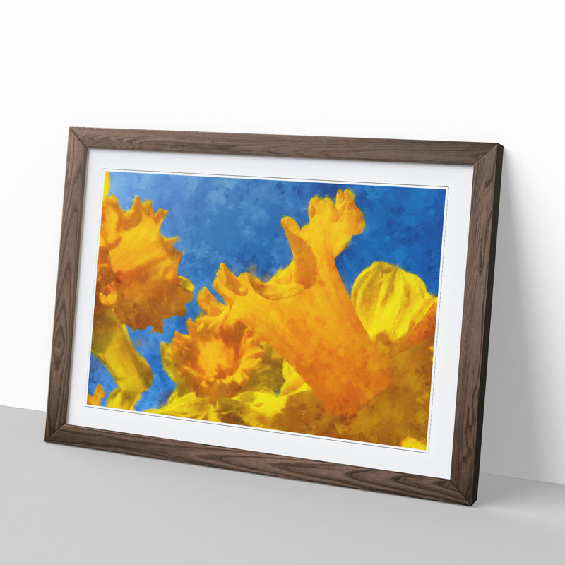 Yellow Daffodils - Picture Frame Graphic Art, Walnut Framed, 48cm H x 65cm W x 2cm D