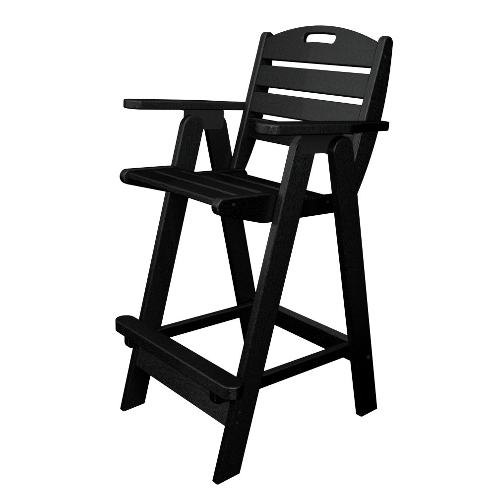 POLYWOOD® Nautical Patio Bar Stool, Black