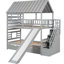 Lit simple / simple avec lit gigogne, glissade et lit compact gris