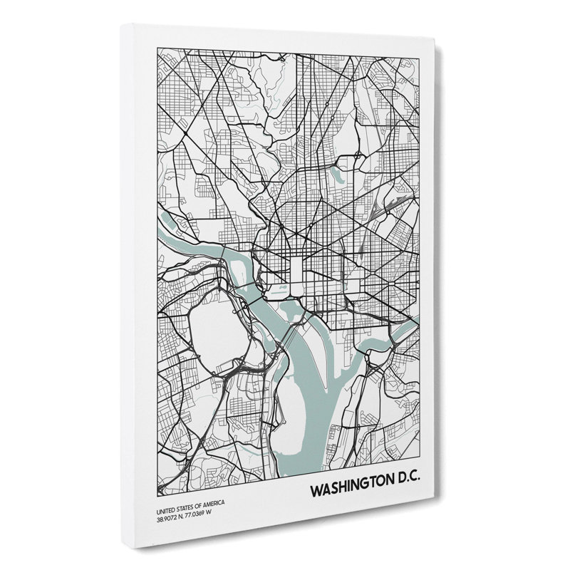 Map Washington DC USA - Wrapped Canvas, 50cm H x 35cm W x 3cm D