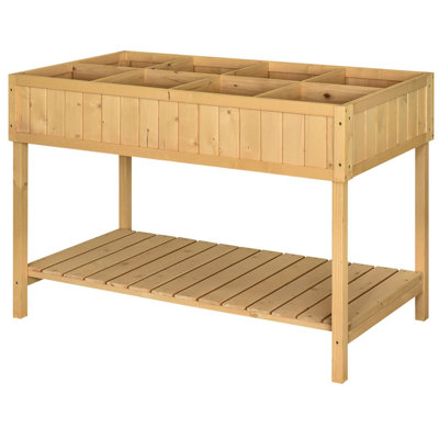 Outsunny 43X18x30in Raised Garden Bed With 8 Pockets And Shelf