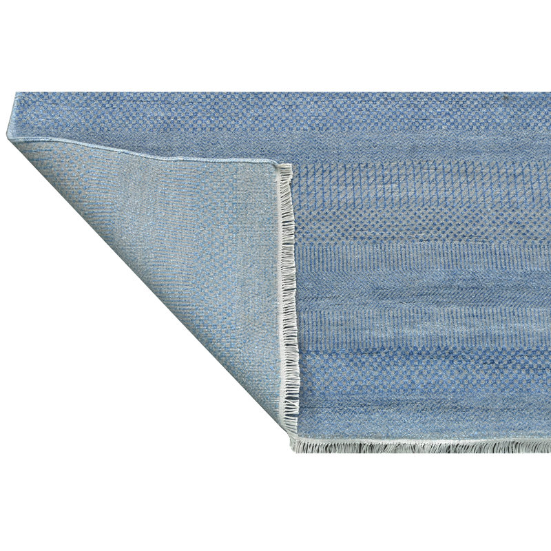 Tapis argenté et turquoise noué à la main de haute qualité