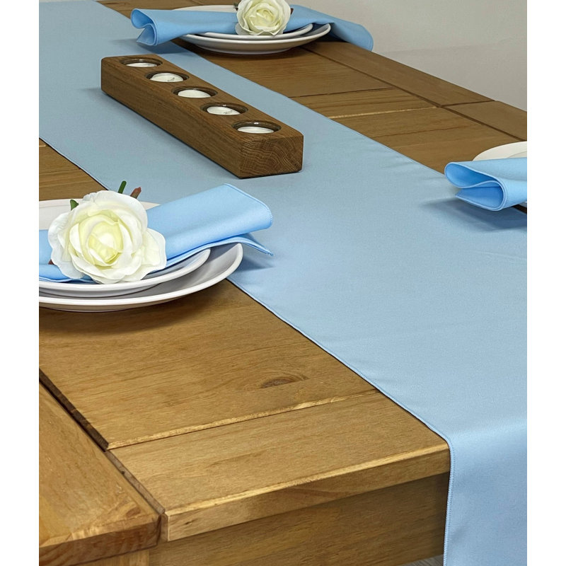 Sage Green Table Runner and Napkin Set - Small, Black, 35cm W x 274cm L