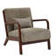 Fauteuil lounge en bois de style scandinave, structure en bois naturel, revêtement en velours côtelé côtelé, coussin de soutien lombaire, couleur camel, profondeur 83 cm, largeur 66 cm, hauteur 78 cm, poids 14,7 kg, pour intérieurs modernes
