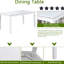 6 tables de salle à manger blanches avec banc en bois massif et chaises rectangulaires, 4 chaises, 6 sièges, blanc, matériaux
