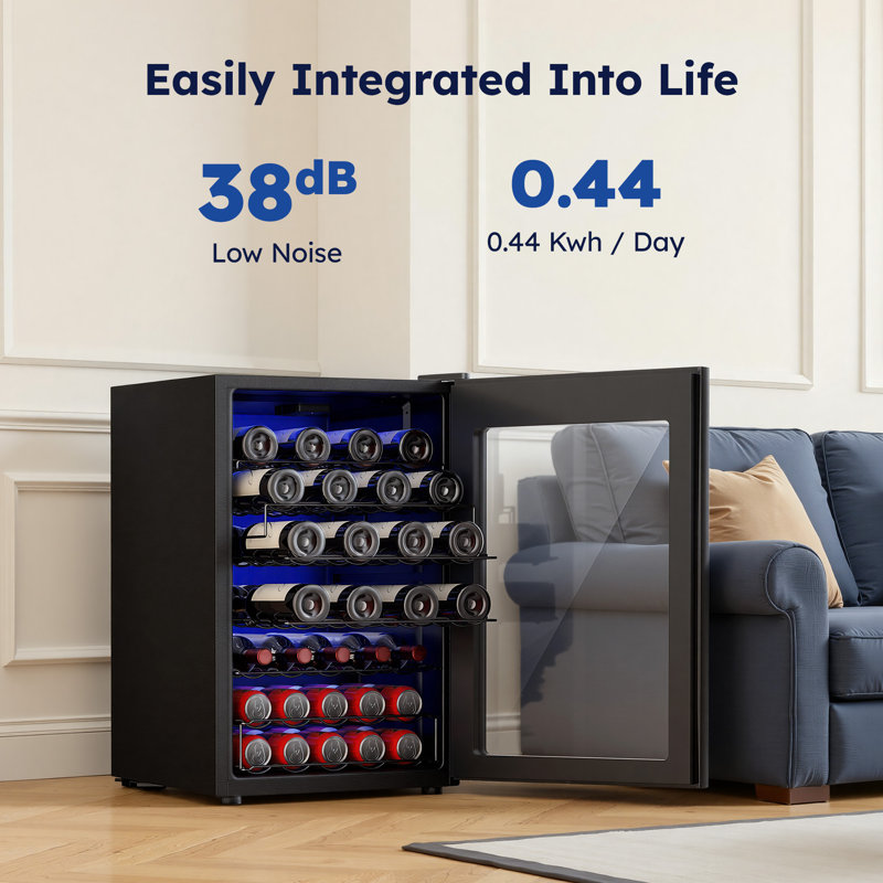 Simzlife 20"W 4.5 Cubic, 45 Bottle Wine Refrigerator, Freeestanding Wine Refrigerator for Red Wine, White Wine and Champagne, with Temperature Control, Black