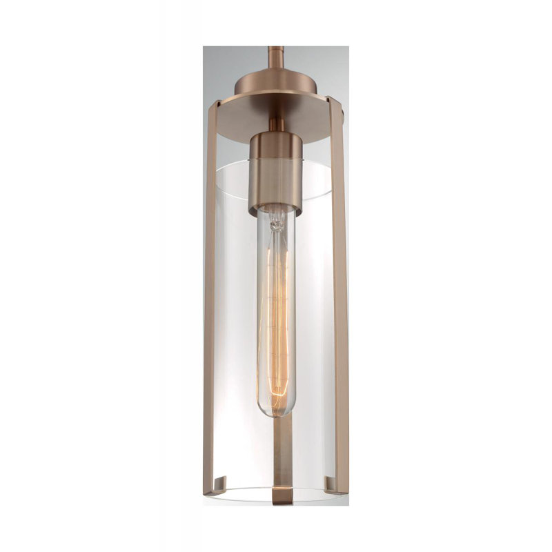 Luminaire suspendu cylindrique à 1 lumière Keziah, Bronze brillant