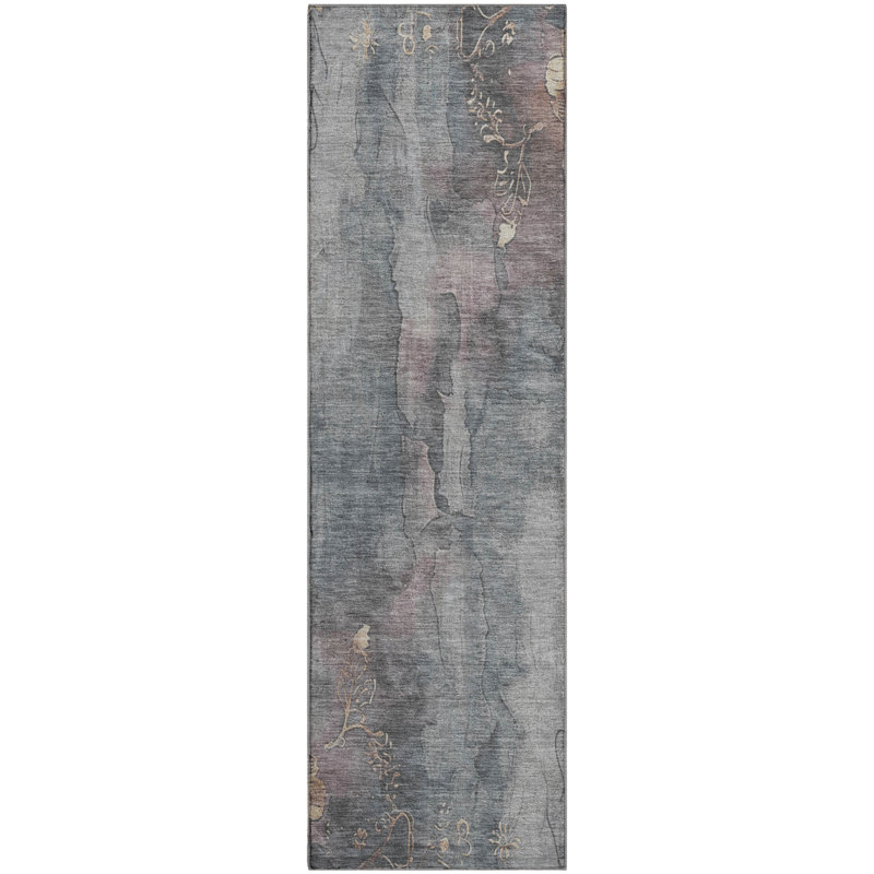 Premium Machine Washable Crestover AMF1869 Floral Rug, Runner 2'3" x 7'6"