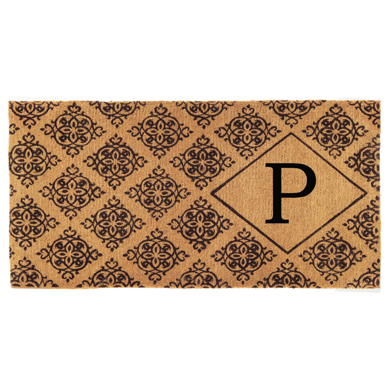 Zambrana Personalizable Outdoor Doormat, P, Rectangle 3' x 6'
