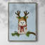 «Christmas Fluffy Owl and Antler», reproduction encadrée - bois massif-718385424