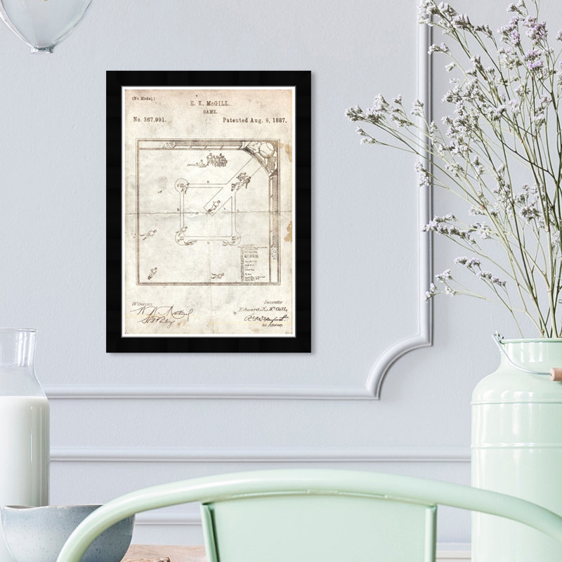 Baseball Game 1887 Parchment - Reproduction d'art graphique sur papier encadré