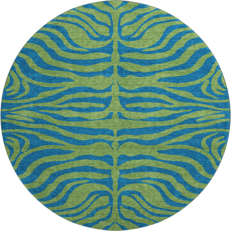 Premium Machine Washable Corum AMF1043 Animal Print Rug, Round 8'