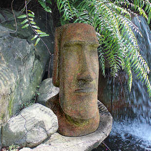 Moai Easter Island Mini Figure Handmade Tiki Tropical Resin Statue Plant  Accent