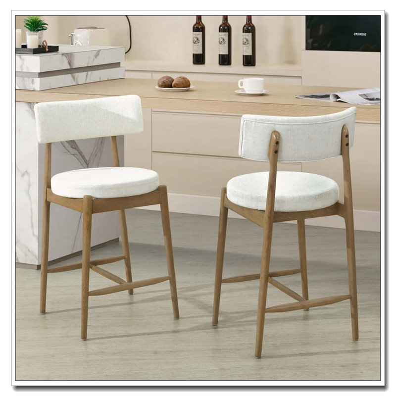 Tabouret de bar rembourré Boucle, Bois