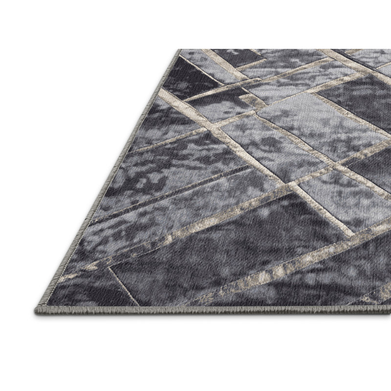 Machine Washable Gray Area Rug, Rectangle 7' x 10'