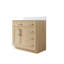 Meuble-lavabo sur pied en bois massif 36 po x H 35 po avec comptoir en marbre de culture blanc et lavabo simple en céramique, chêne-379713609-379713610