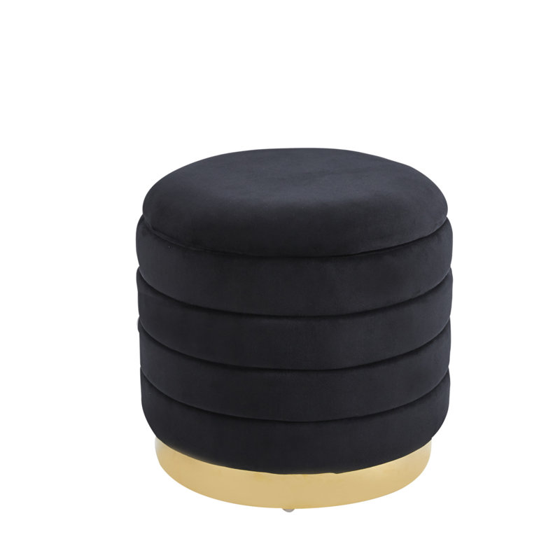 Repose-pieds avec rangement Sherlena, Velours noir