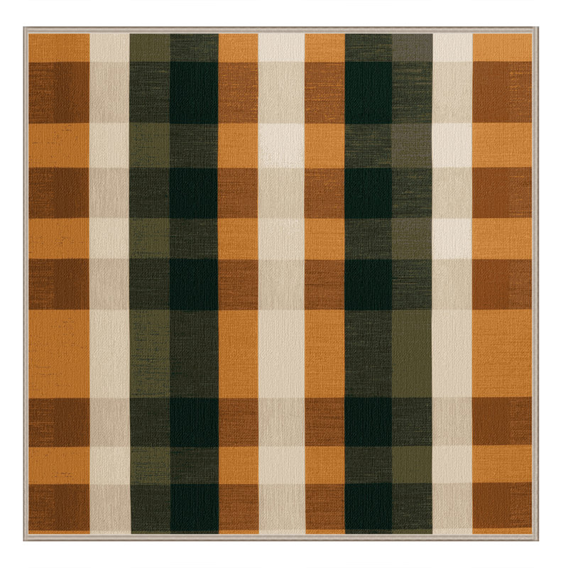 Machine Washable Checkered Brown Area Rug