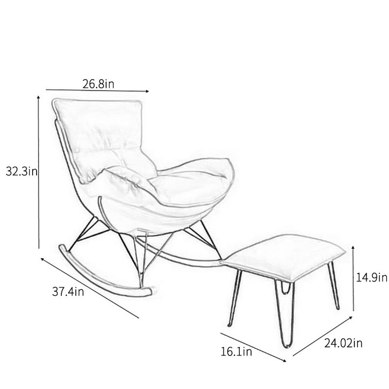 Chaise berçante légère et luxueuse, Vert