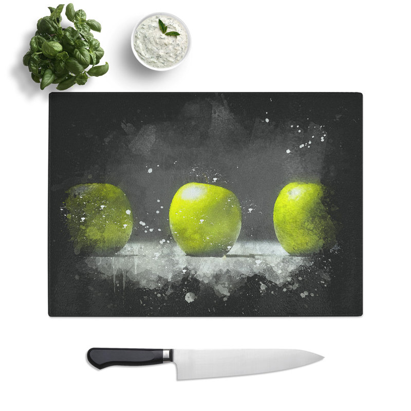 Row of Apples Paint Splash Chopping Board, 20cm W x 28.5cm L