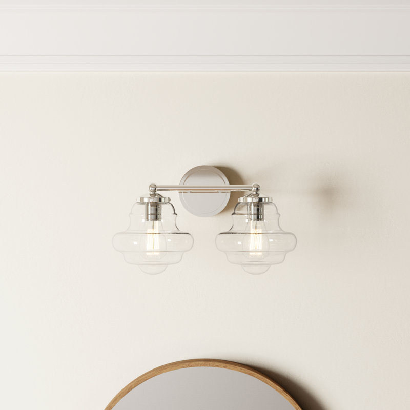 Marah 2 Light Transparent Dimmable Vanity Light, Polished Nickel