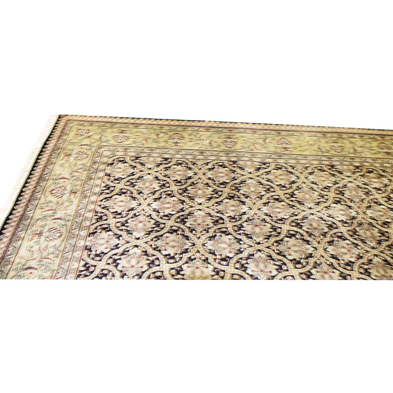 High-Quality Hand-Knotted Black And Gold Area Rug