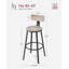 Ensemble de 2 tabourets de bar, chaises de bar avec dossier, tabourets de comptoir, siège haut de 28,7 pouces