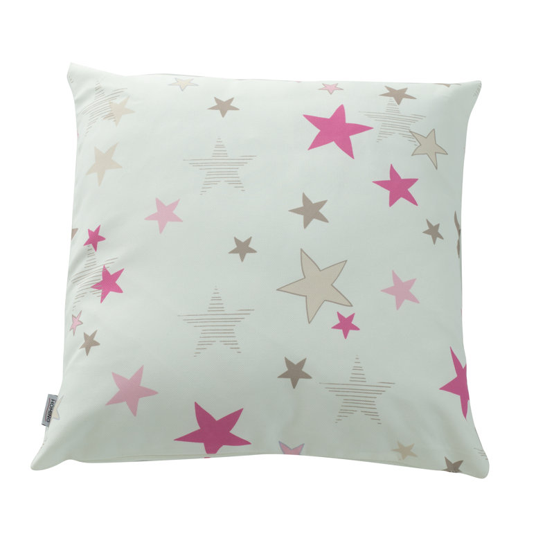 Stars Geometric Square Cushion, Pink/Grey/Ivory