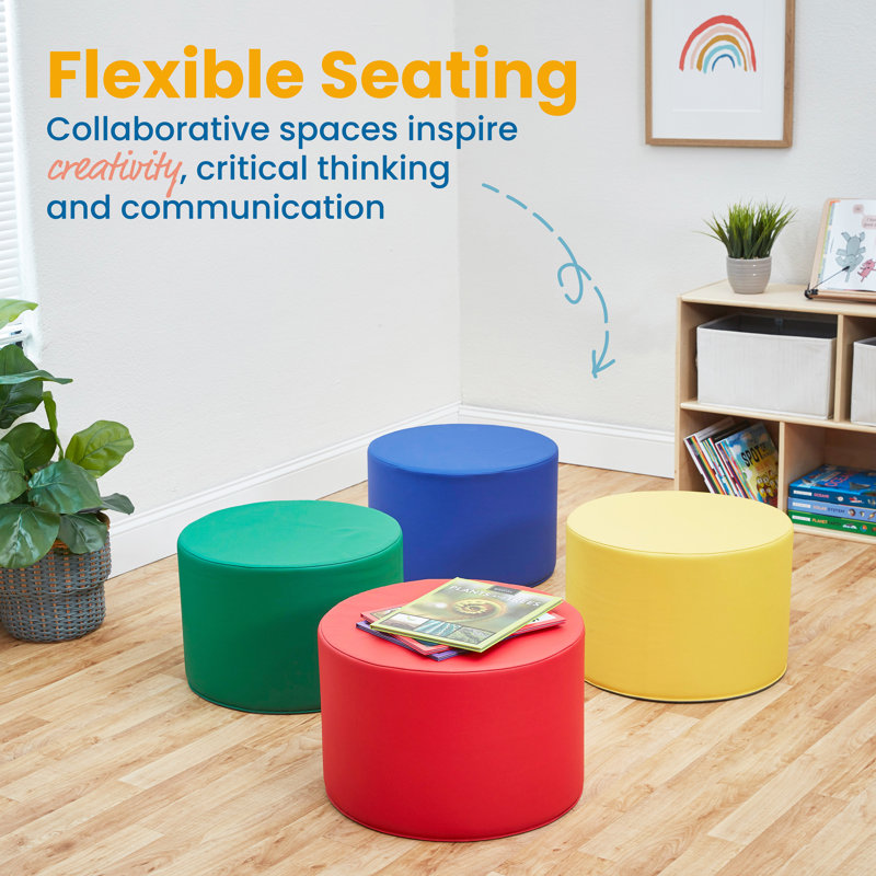 SoftZone Assorted Round Foam Ottomans Set, 4-Piece