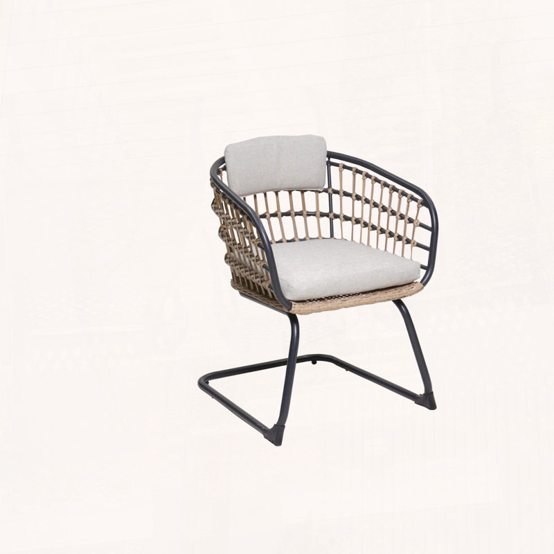 Ensemble de 2 chaises de salle à manger en osier léger avec coussins amovibles
