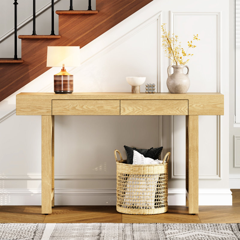 Console en rotin avec tiroirs, Naturel