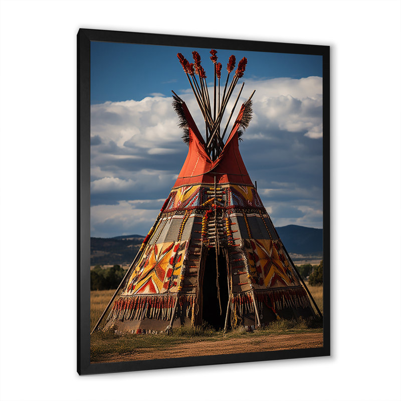 Tipi amérindien harmonie des prairies - Imprimé, H 20 po x l 12 po x P 1 po, Cadre photo noir