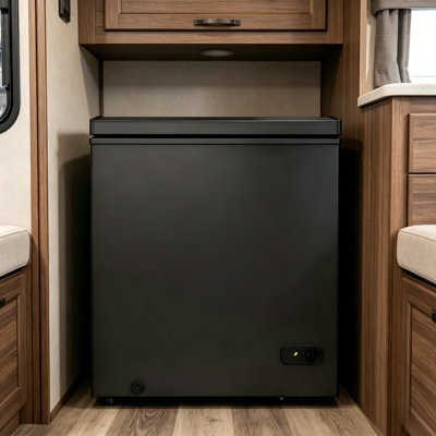 Mini congélateur coffre 3,5 3,5 pi noir, contrôle de la température à 7 niveaux, écoénergétique, compact pour dortoir / véhicule récréatif / bureau, avec panier amovible
