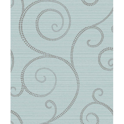 Seabrook Designs Metallic Blue Dusk & Silver Kichijoji Dotted Scrolls Non-Woven Unpasted Wallpaper