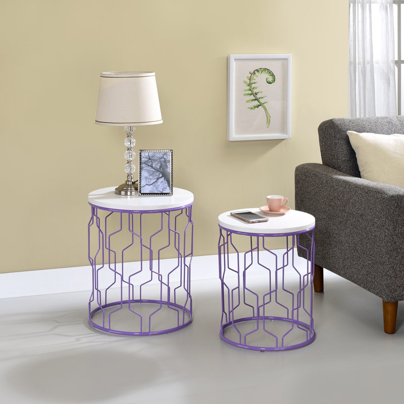 Crowne 2-Piece Nesting Tables, Purple 