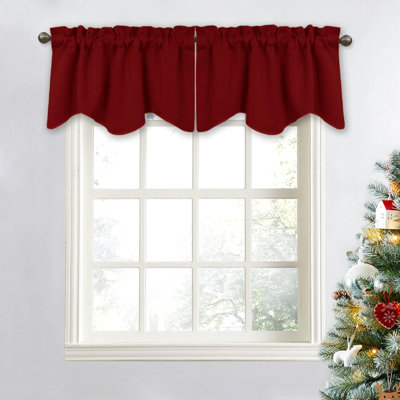 Thermal Room Darkening Valance - Short Curtain 52 Inches By 18 Inches Scalloped Valance For Living Room, Kids Room, Dorm, Nursery, Kitchen, Bow Window (Single Panel)
